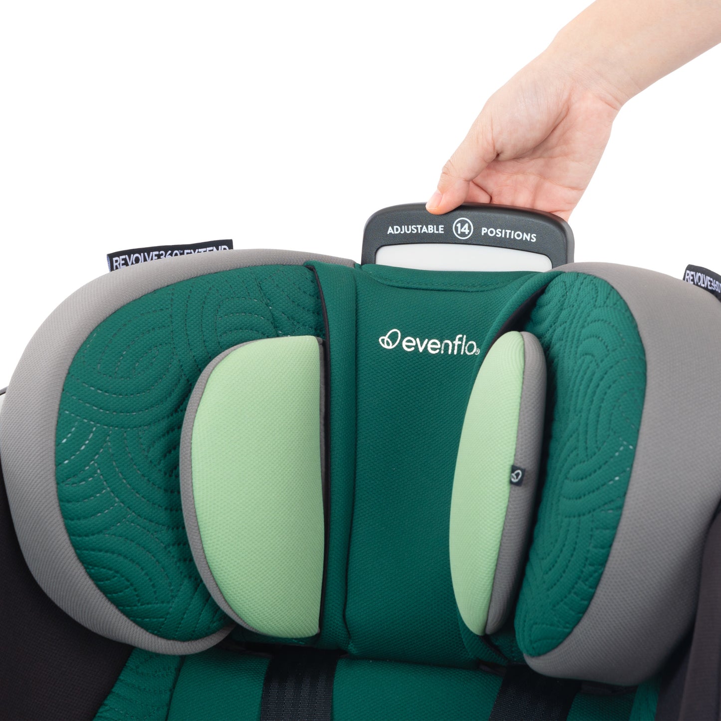 Gold Revolve360 Extend All-in-One Rotational Car Seat with Green & Gentle Fabric (Emerald)