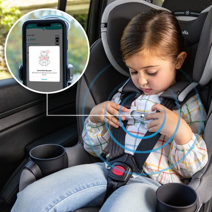 Gold Revolve360 Slim 2-in-1 Rotational Car Seat with SensorSafe Obsidian Black lock button