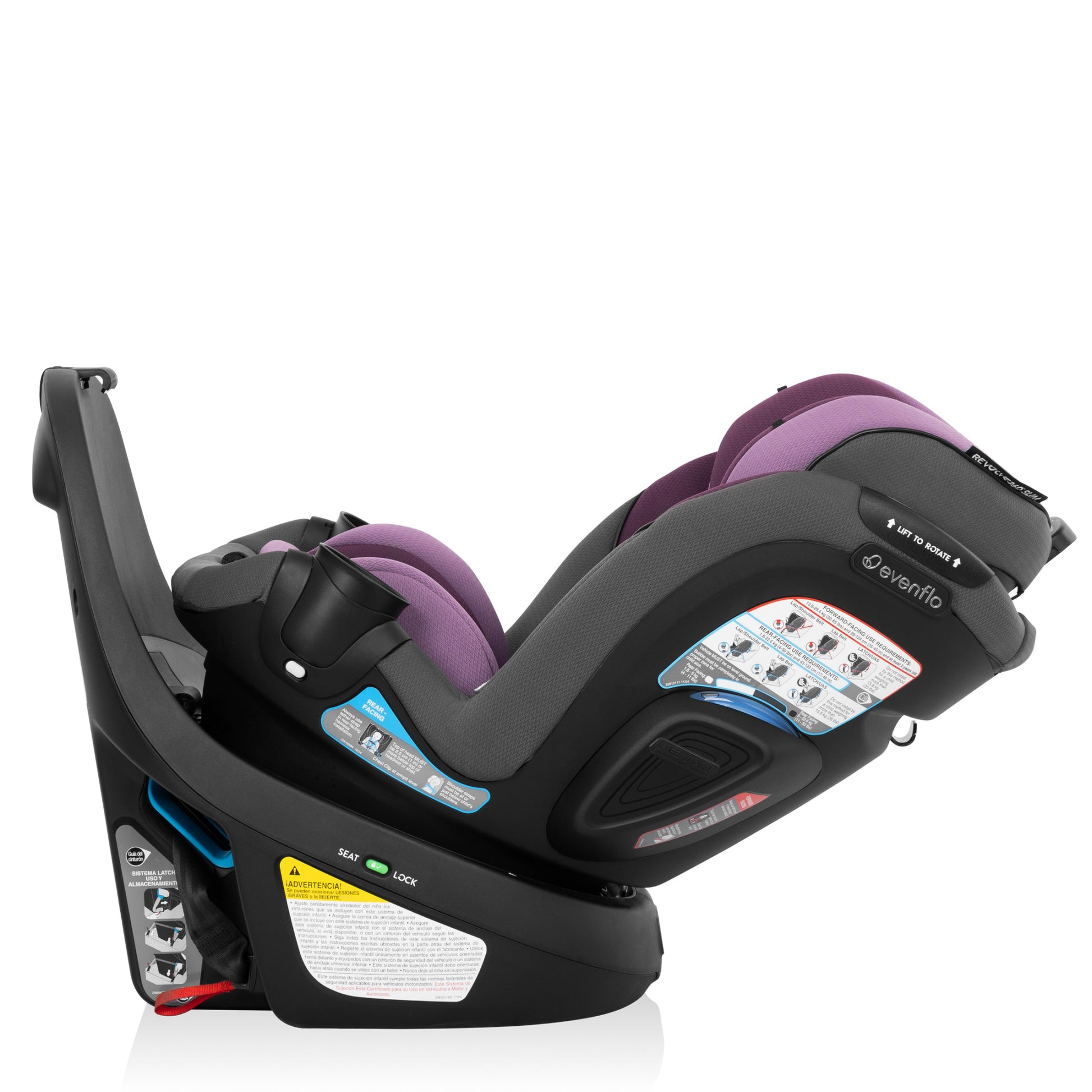 Gold Revolve360 Slim 2-in-1 Rotational Car Seat with SensorSafe (Amethyst) side rotate