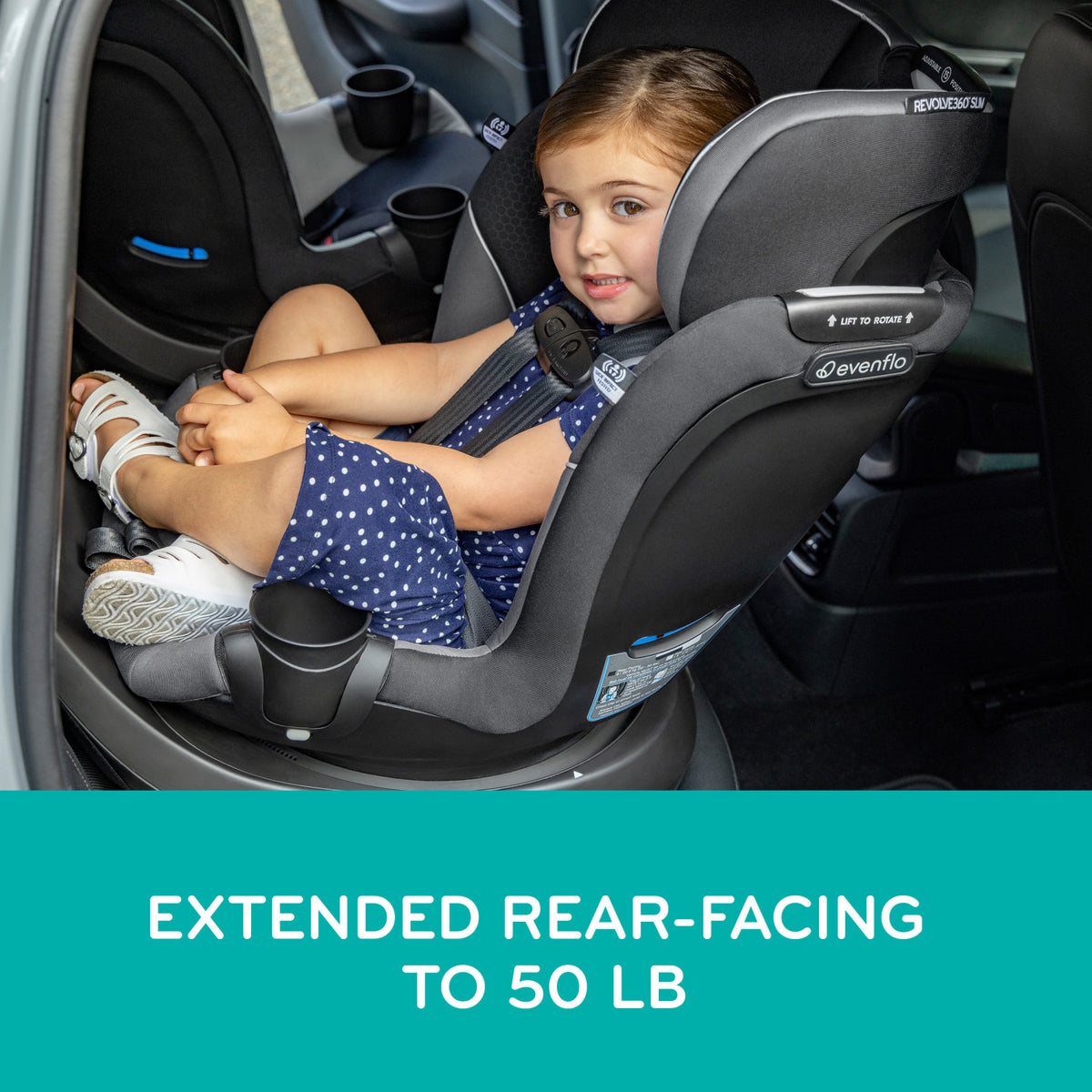 Revolve360 Slim 2-in-1 Rotating Car Seat with Quick Clean Cover - Stow Blue