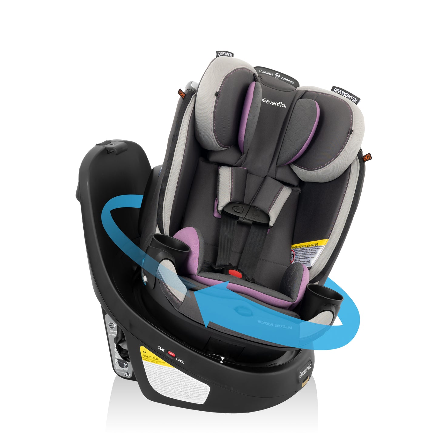Revolve360 Slim 2-in-1 Rotational Car Seat with Quick Clean Cover (Sutton Purple)