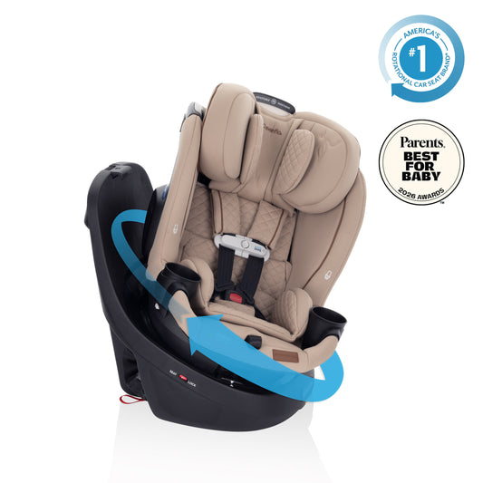 Revolve360 Slim 2-in-1 Rotating Car Seat with Green & Gentle Fabric (Travertine)