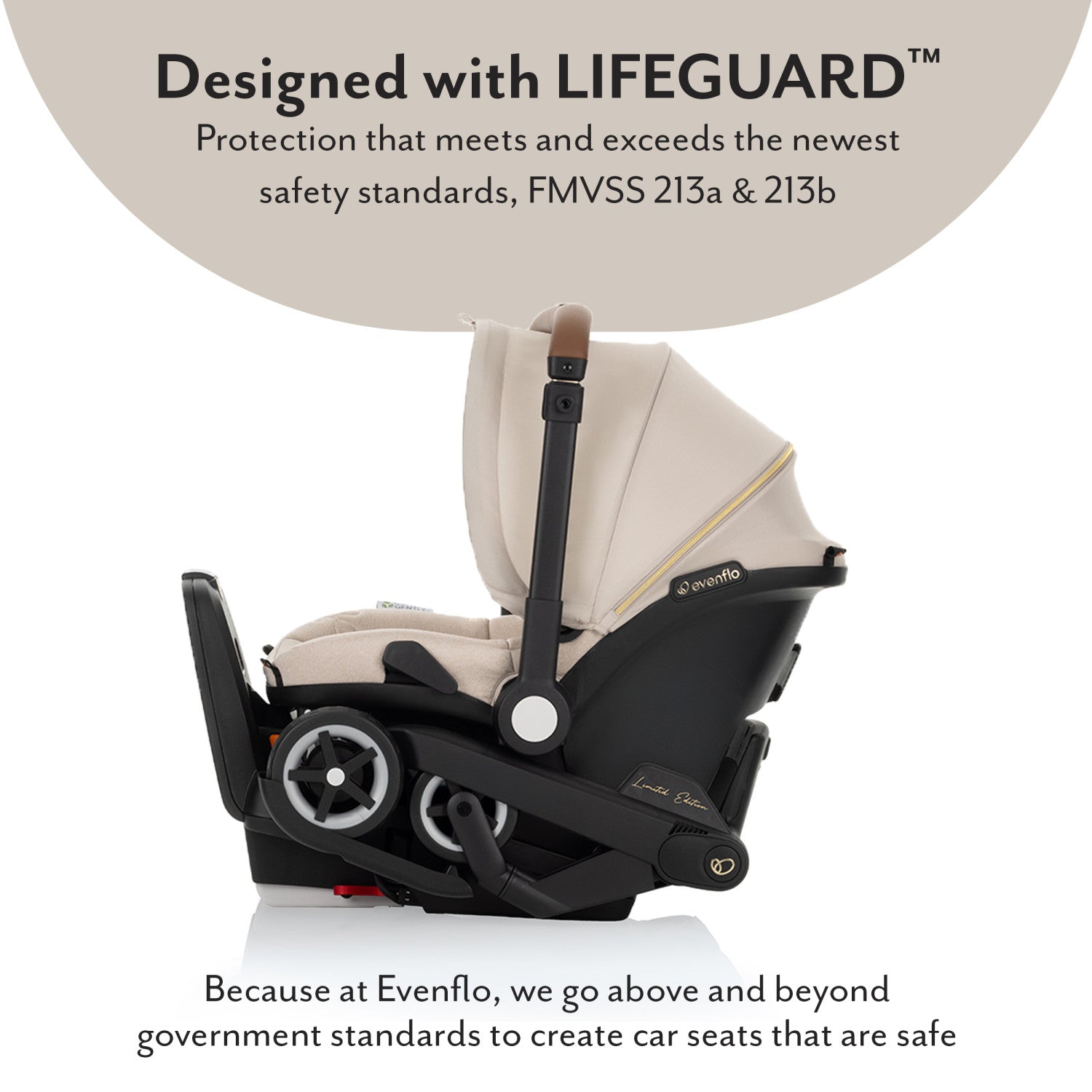 Evenflo Shyft DualRide Infant Car Seat Stroller Combo with Green & Gentle Fabric (Champagne)