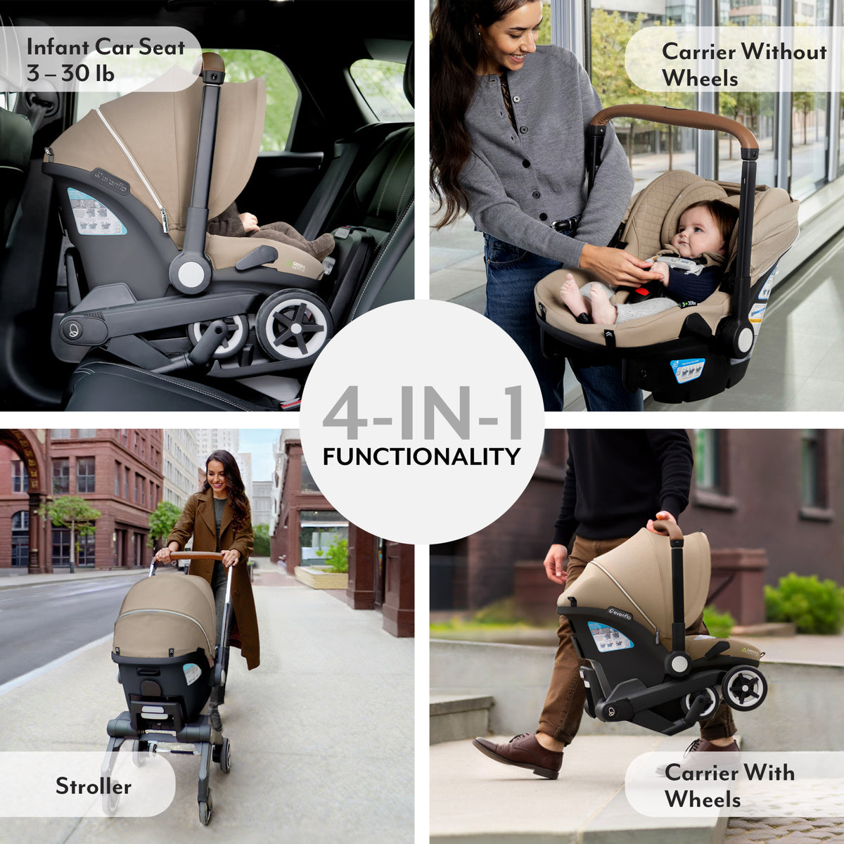 Shyft Intuiti+ Stroller and Shyft DualRide Car Seat Stroller Combo with Green & Gentle Bundle - Quartz / Quartz