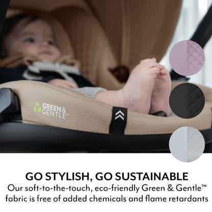 Shyft DualRide Infant Car Seat Stroller Combo with Carryall Storage and Green & Gentle Fabric - Quartz
