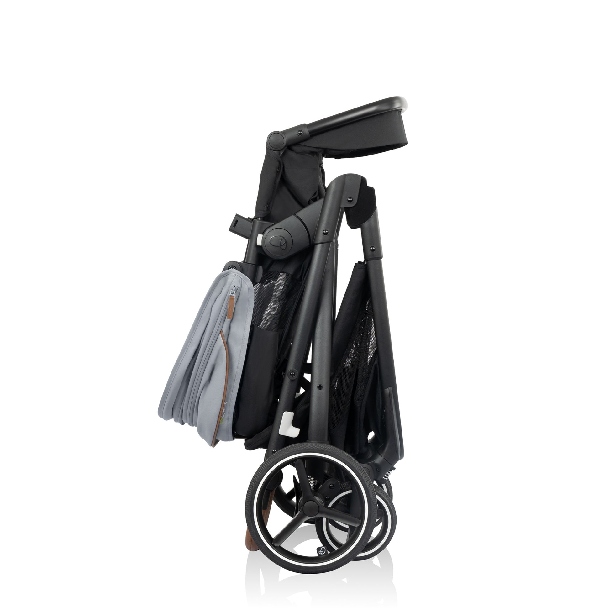 Shyft Intuiti+ Stroller with Green & Gentle Fabric Quartz folded