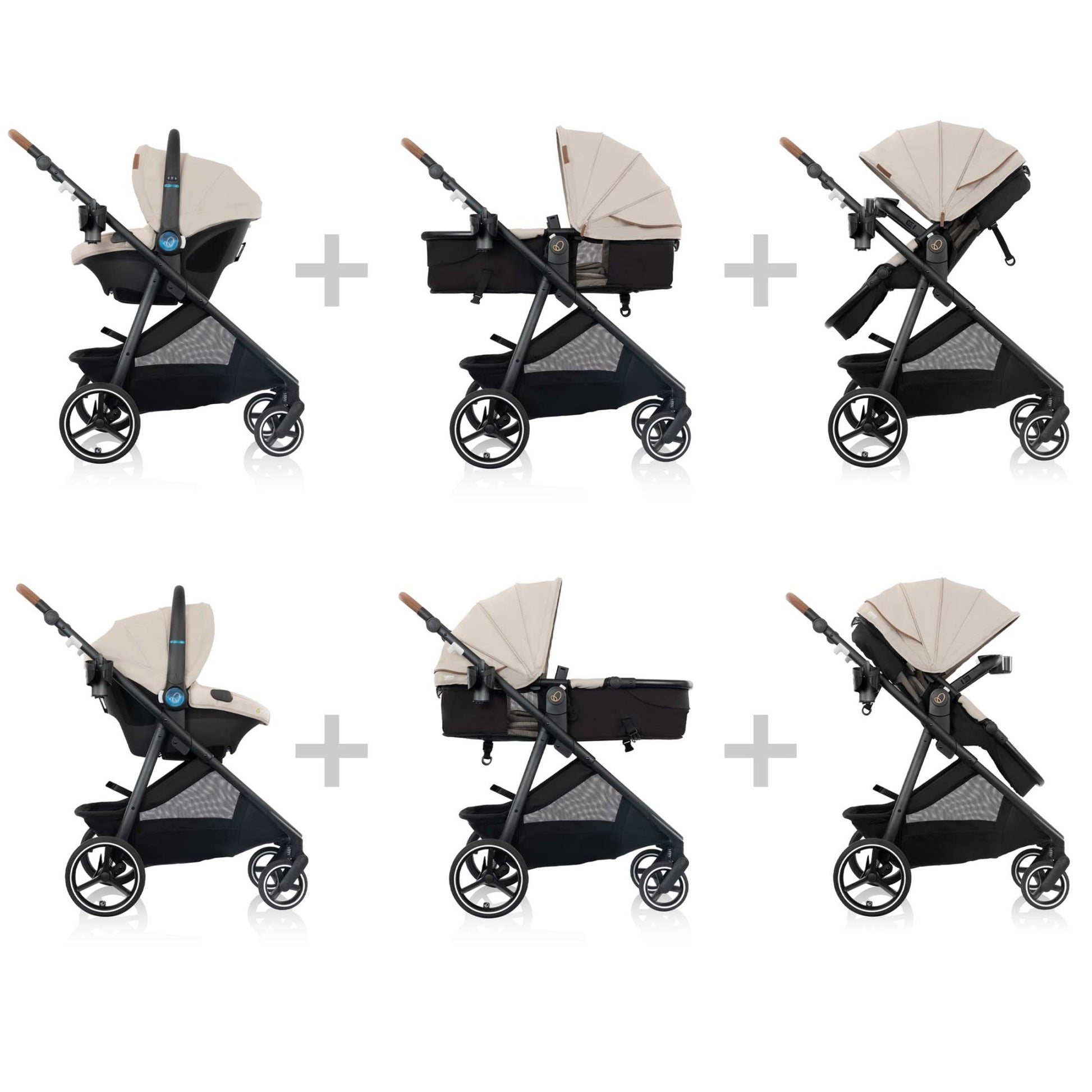 Shyft Intuiti+ Travel System featuring Revolve180 LiteMaxâ„¢ NXT Rotating Infant Car Seat with SensorySoothe Champagne 1