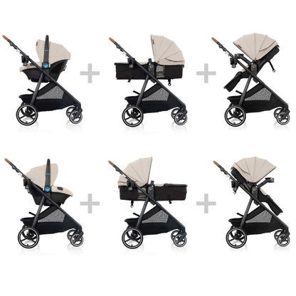 Shyft Intuiti+ Travel System featuring Revolve180 LiteMaxâ„¢ NXT Rotating Infant Car Seat with SensorySoothe Champagne 1