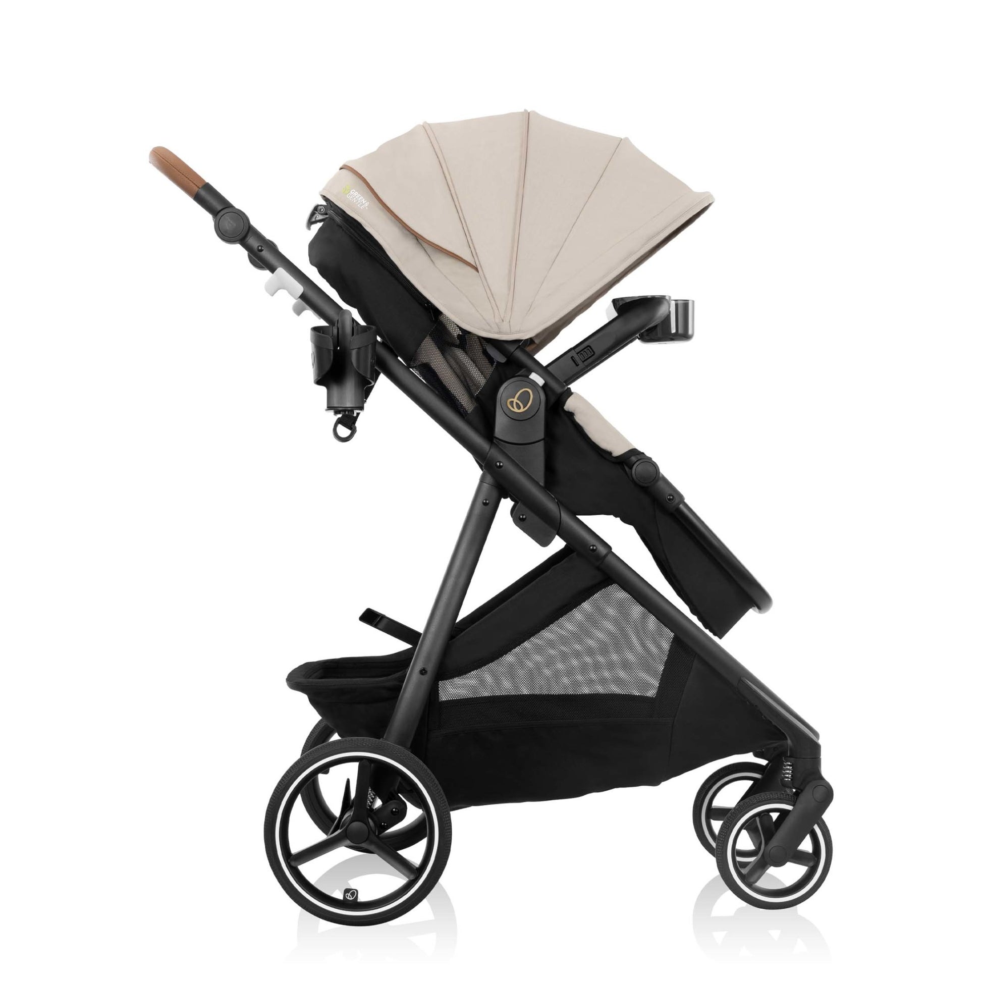 Shyft Intuiti+ Travel System featuring Revolve180 LiteMaxâ„¢ NXT Rotating Infant Car Seat with SensorySoothe Champagne 2