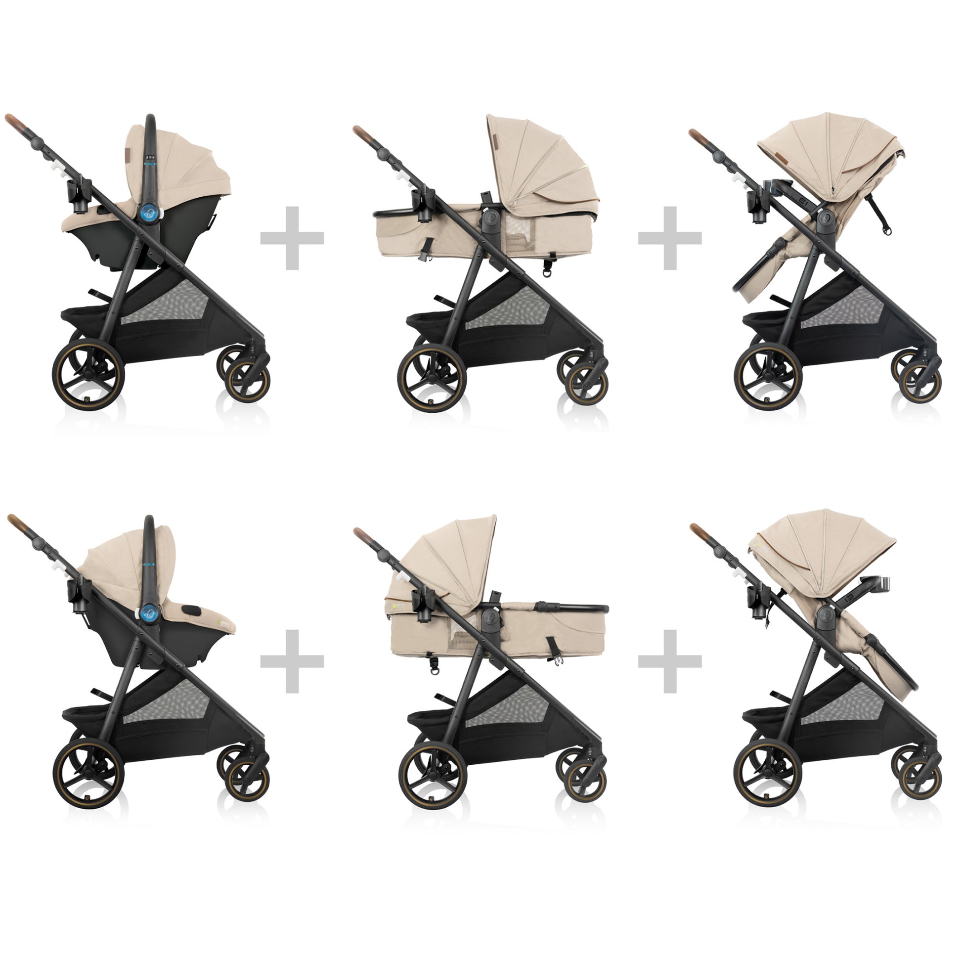 Shyft Intuiti+ Travel System featuring Revolve180 LiteMaxâ„¢ NXT Rotating Infant Car Seat with SensorySoothe Travertine 1