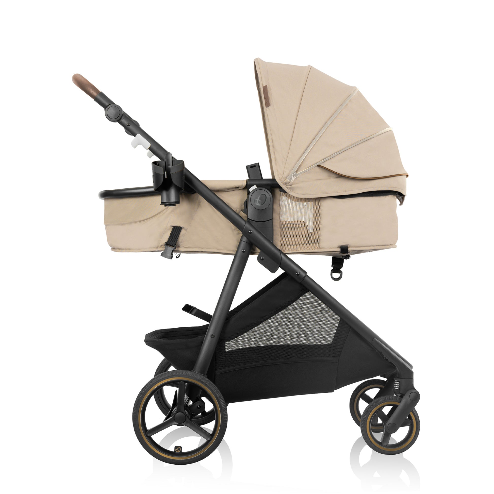 Shyft Intuiti+ Travel System featuring Revolve180 LiteMaxâ„¢ NXT Rotating Infant Car Seat with SensorySoothe Travertine side 1