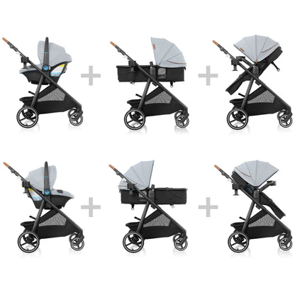 Evenflo Shyft Intuiti+ Travel System featuring Revolve180 LiteMax NXT with SensorySoothe Green and Gentle