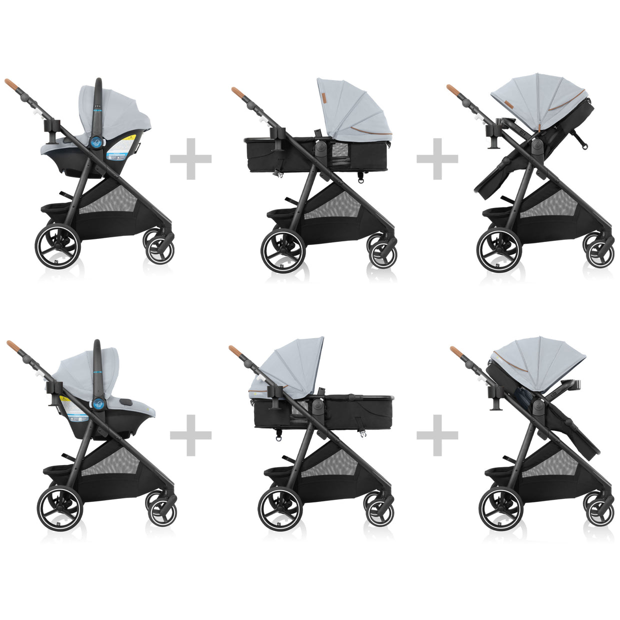 Evenflo Shyft Intuiti+ Travel System featuring Revolve180 LiteMax NXT with SensorySoothe Green and Gentle