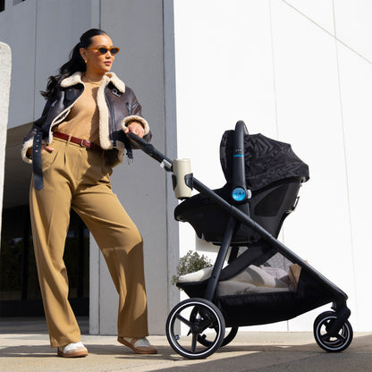Shyft Intuiti+ Travel System featuring Revolve180 LiteMax NXT with SensorySoothe Angler Tweed stylish