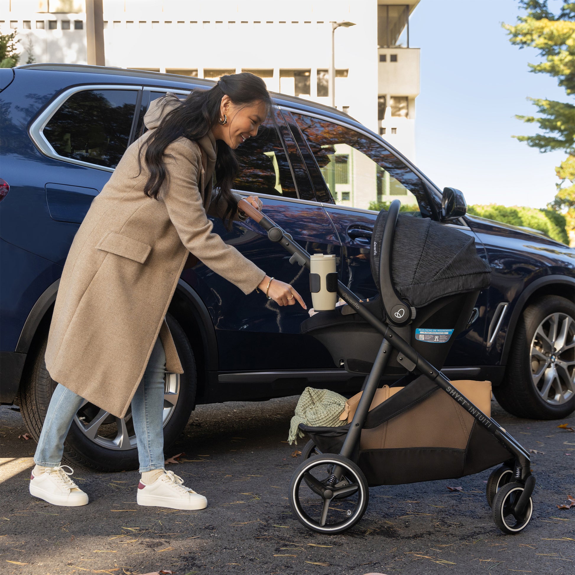 Shyft Intuiti Travel System with Revolve180 LiteMax NXT Rotating Infant Car Seat Black Shale stroll