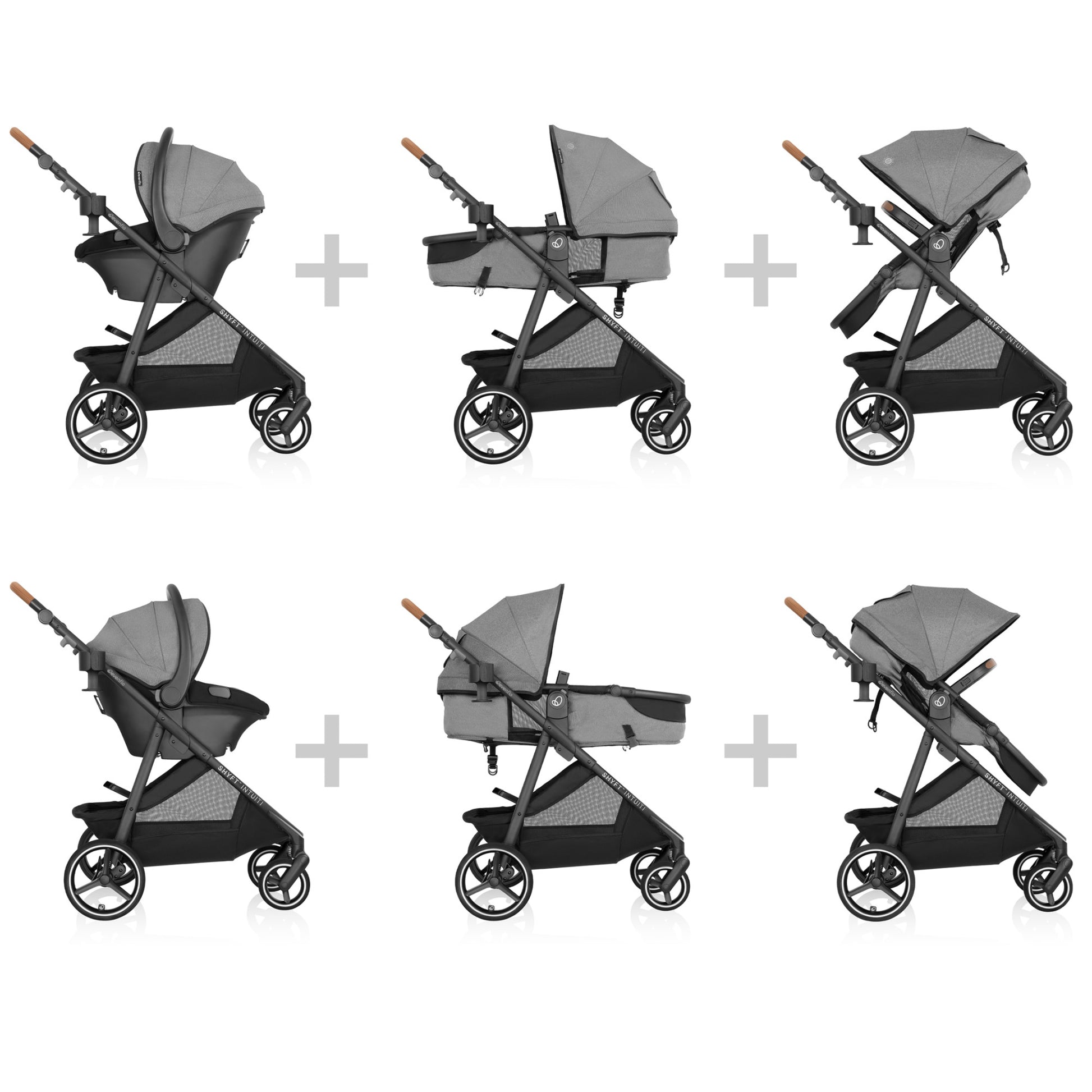 Shyft Intuiti Travel System with Revolve180 LiteMax NXT Rotating Infant Car Seat Fossil forms