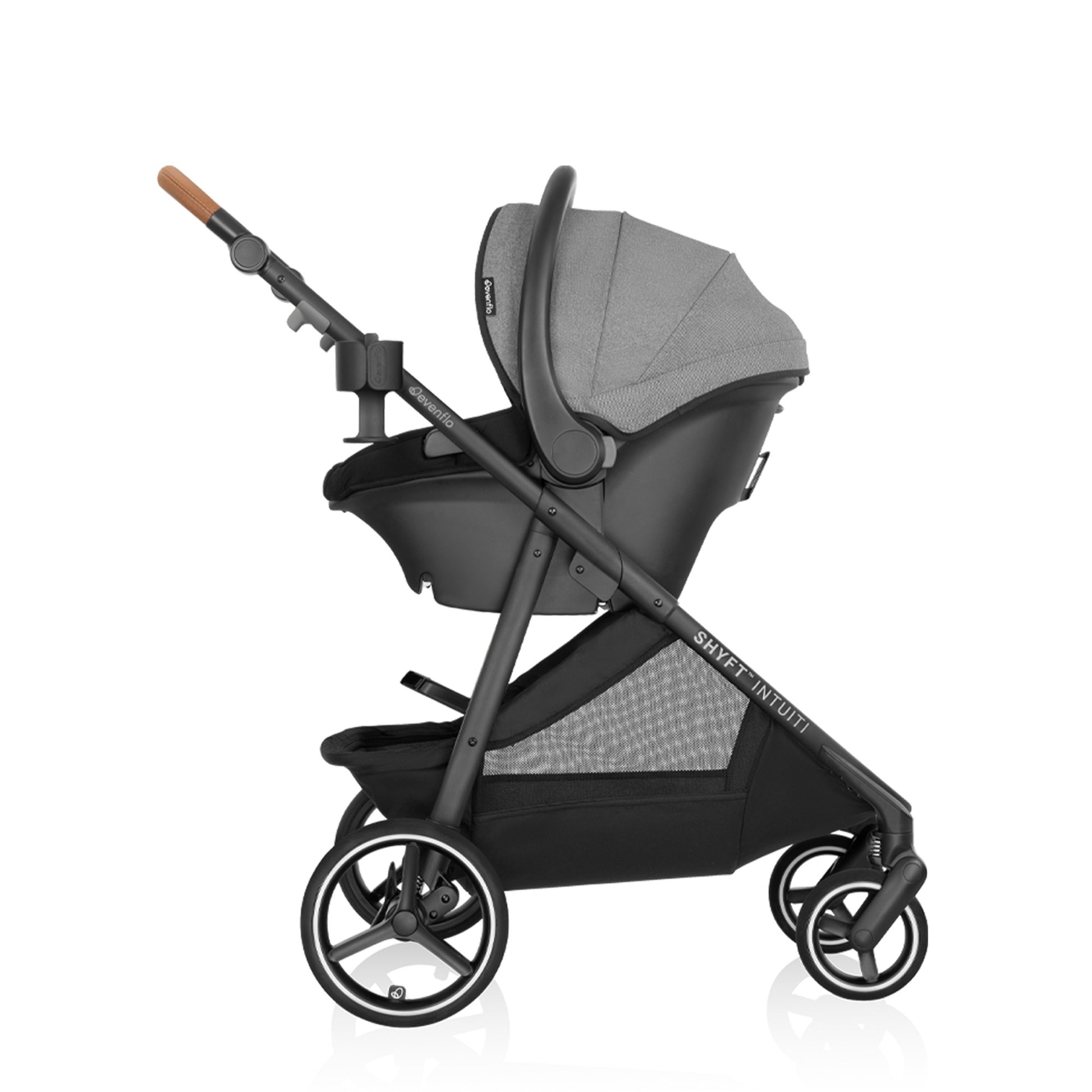 evenflo journeylite travel system stroller Evenflo Shyft Intuiti Travel System with Revolve180 LiteMax NXT Rotational Infant Car Seat (Fossil Gray)