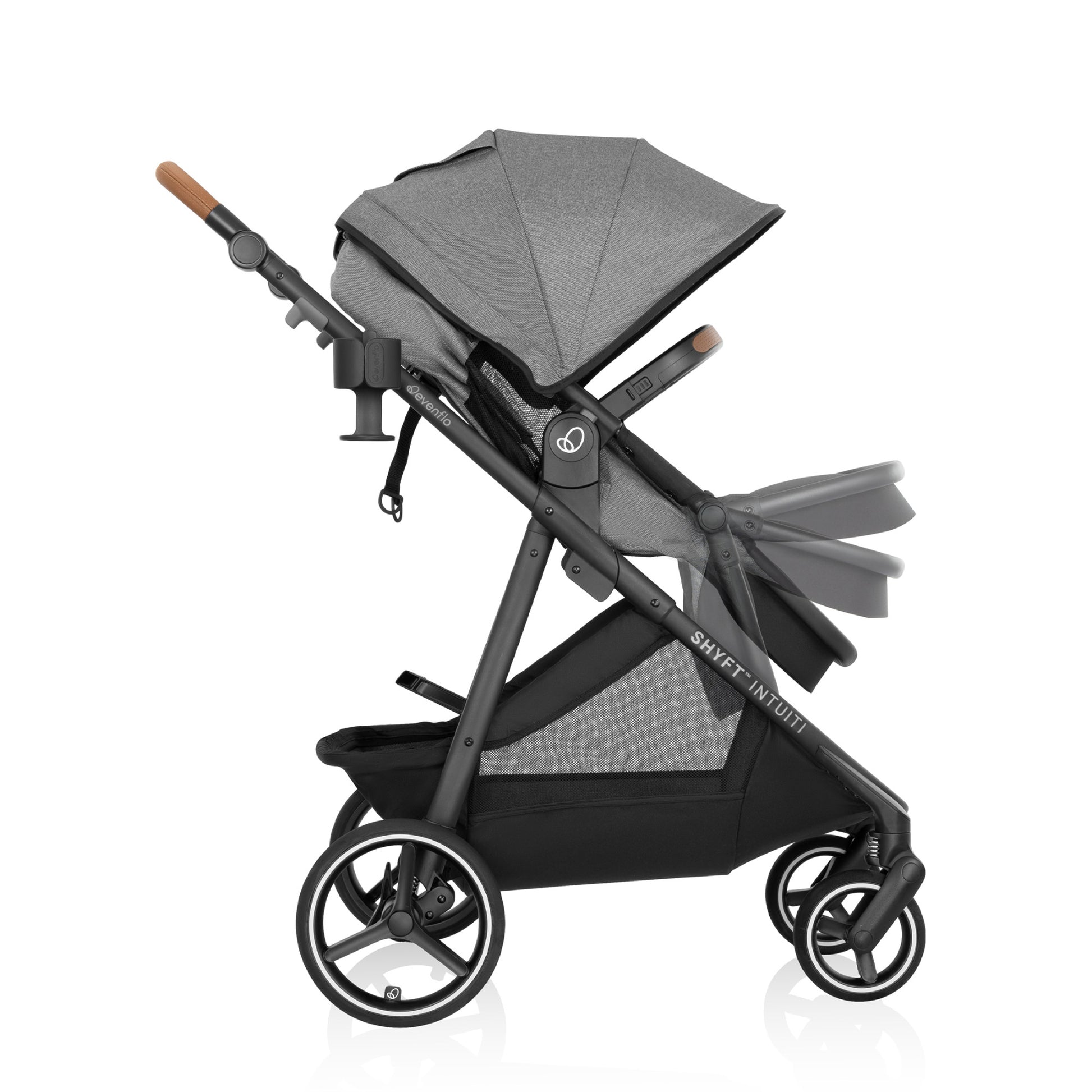 Shyft Intuiti Travel System with Revolve180 LiteMax NXT Rotating Infant Car Seat Fossil side 3