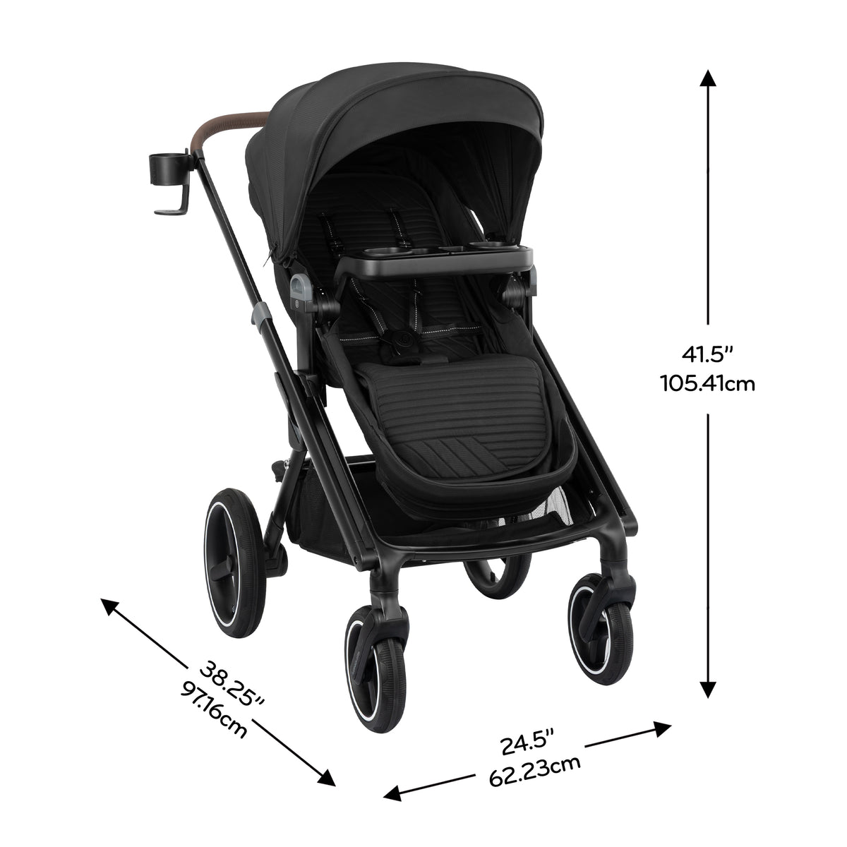 Transformer Stroller to Wagon Travel System Featuring LiteMax NXT Infant Car Seat dimensions diagram