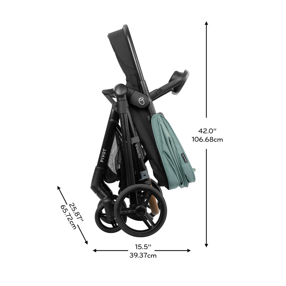 Pivot NXT Travel System w/ Revolve180 LiteMax NXT Infant Car Seat dimensions diagram