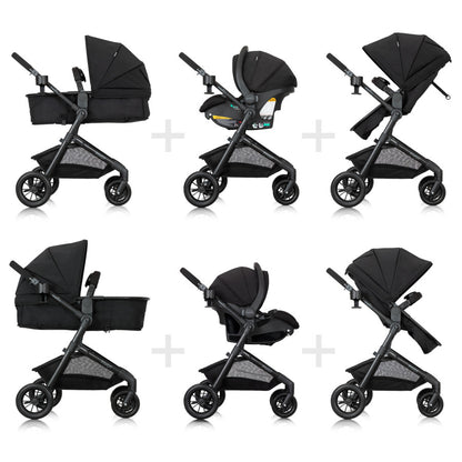 Pivot Modular Travel System with LiteMax Infant Car Seat with Anti-Rebound Bar transform