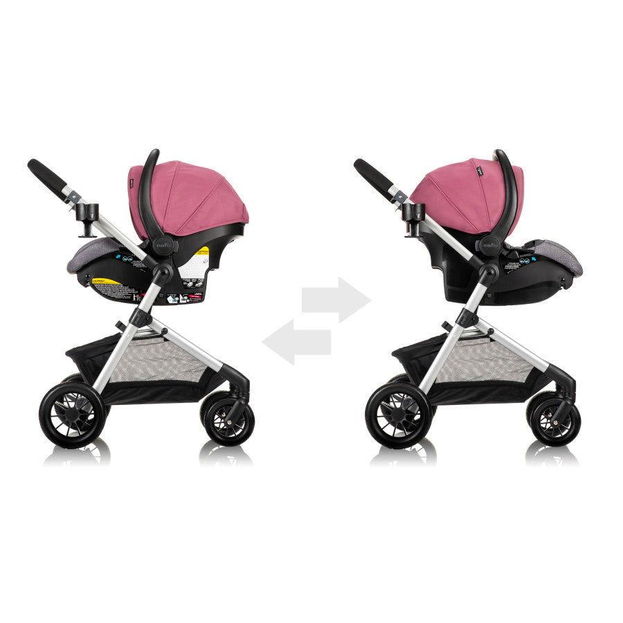 Pivot Modular Travel System with LiteMax Infant Car Seat with Anti-Rebound Bar side by side