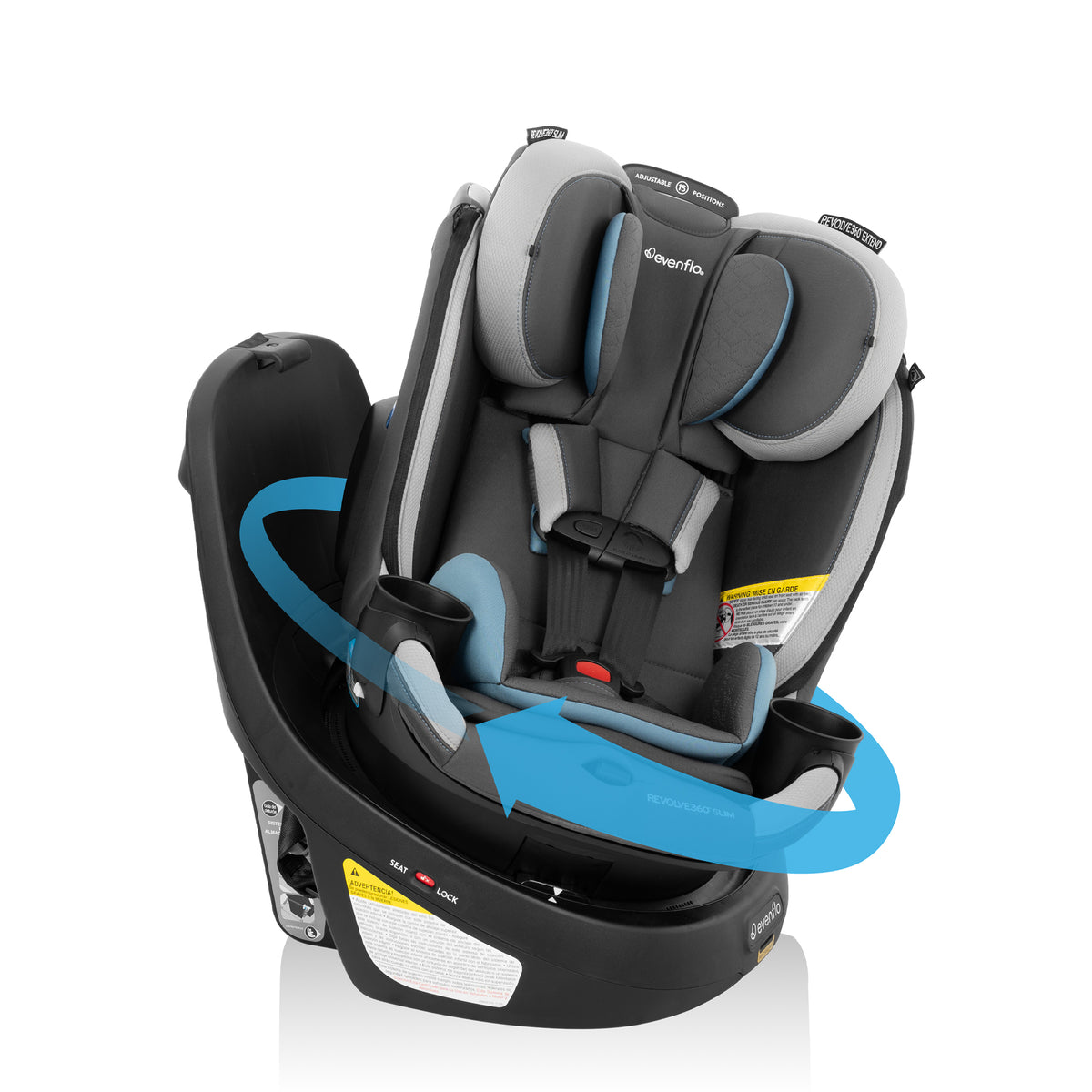 Quick Rotating Cover Evenflo Revolve360 Slim 2-in-1 Rotating Car Seat with Quick Clean Cover ...