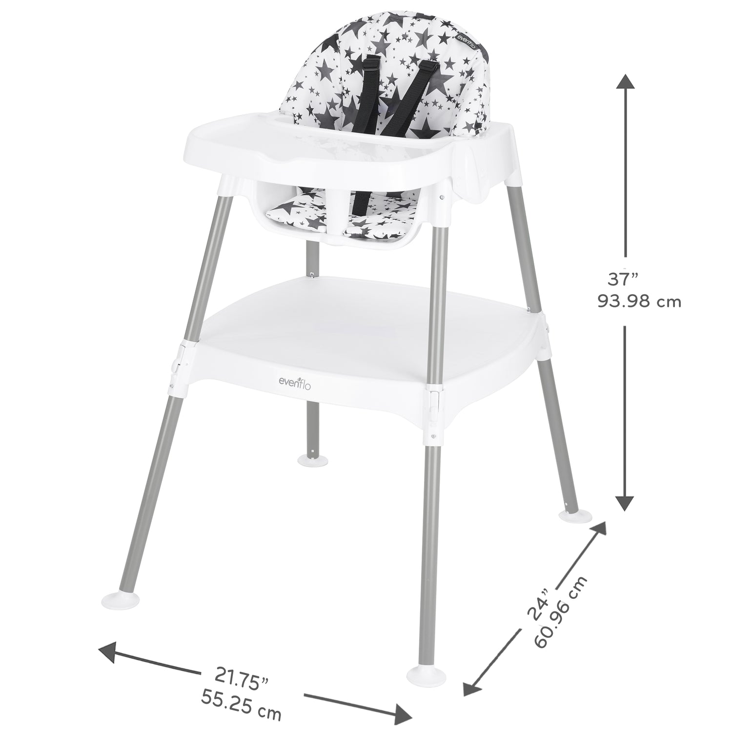 Eat and Grow 4-in-1 Convertible High Chair dimensions diagram