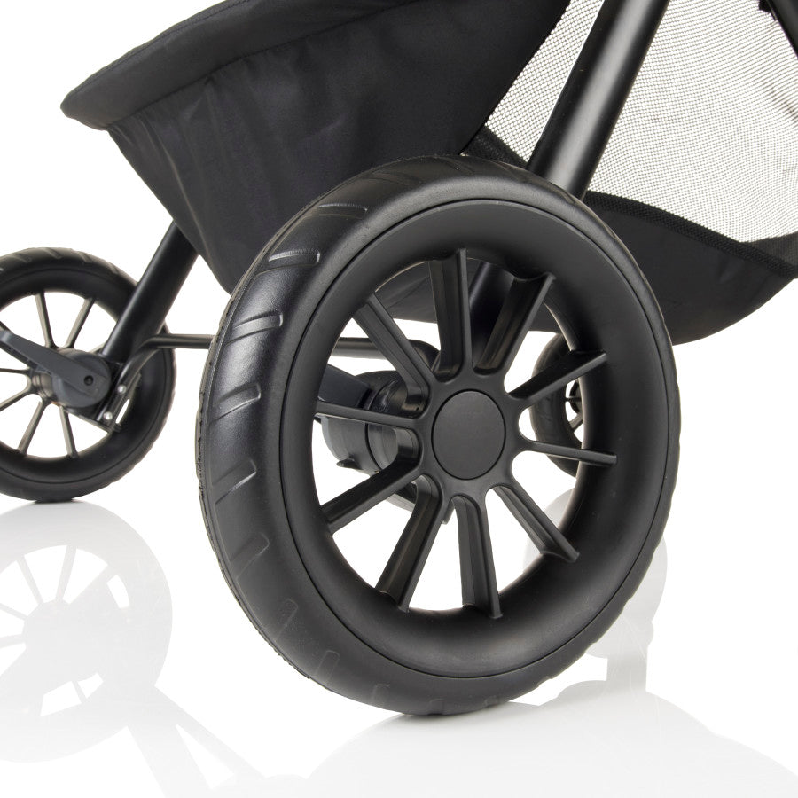 Pivot Modular Travel System with LiteMax Infant Car Seat with Anti-Rebound Bar wheels close up