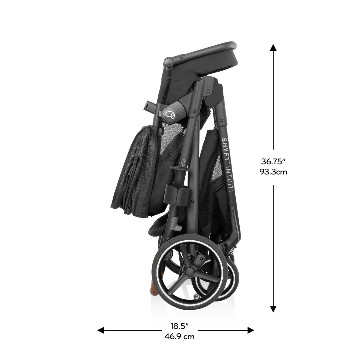 Shyft Intuiti Travel System with Revolve180 LiteMax NXT Rotating Infant Car Seat dimensions diagram