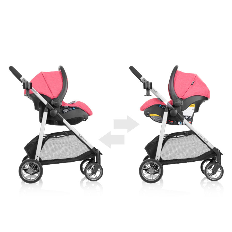 Pink Urbini Stroller Combo Omni Plus Evenflo Pink And Black Car